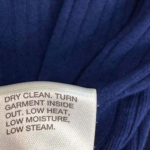 St. John Blue Ribbed Knit Top Size Large Long Sleeve Wool Rayon - Picture 5 of 6